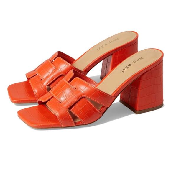 Nine West Womens Kindee in Orange Croc size 5.5M - Picture 2 of 4